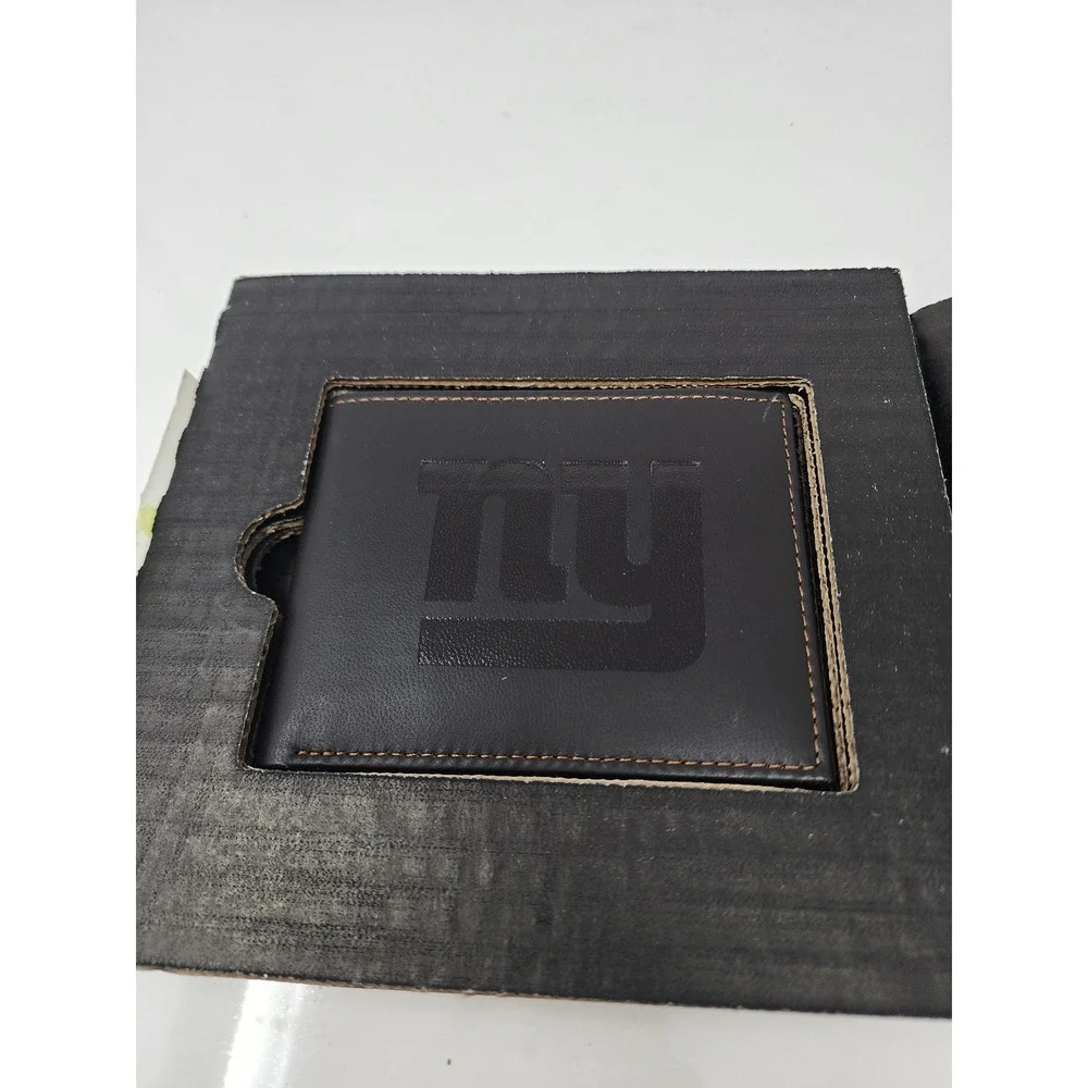 Sparo Mens New York Giants Bifold Wallet Black Leather RFID Casual Size OS